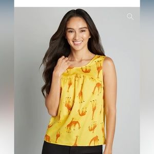 Modcloth Befitted for Beaming yellow giraffes sleeveless top